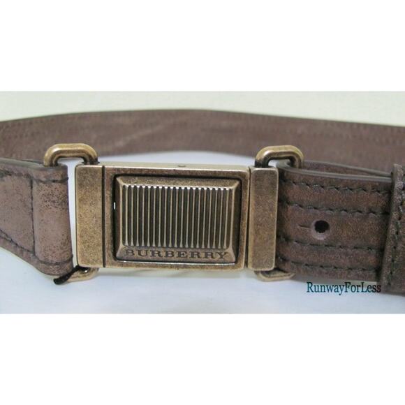 Italy New $325 BURBERRY Women\'s Dubois Flax Leather Belt Military Logo US28 EU70 main image 6